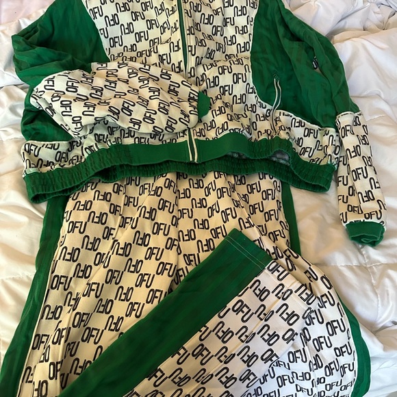 Urban Outfitters Pants - Green and White Out From Under Tracksuit Urban Outfitters